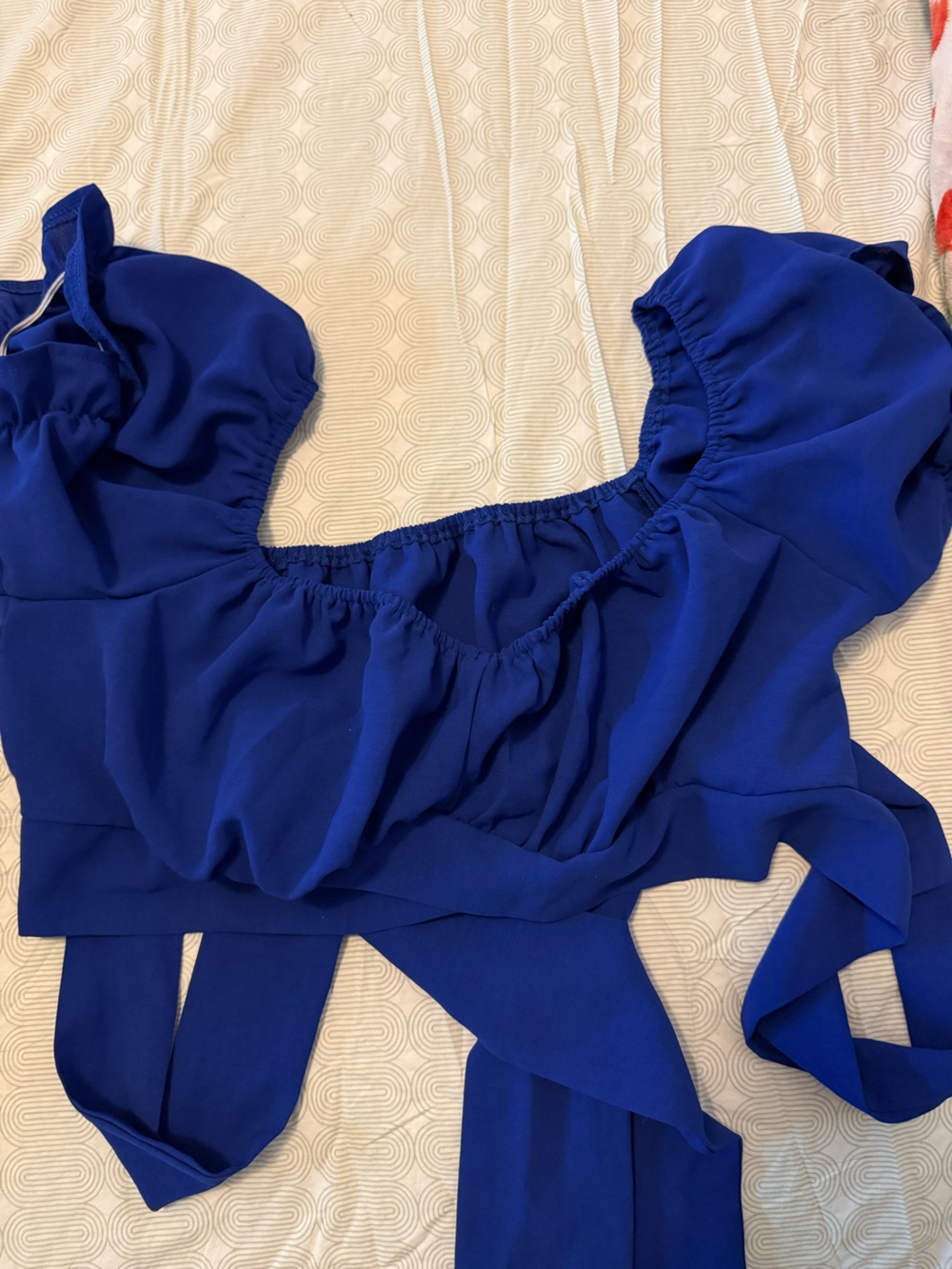 SHEIN Royal Blue Elastic Waist Top - Picture 2 of 3